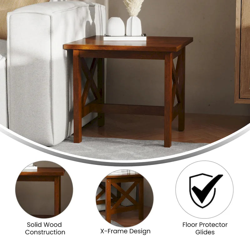 Table d'appoint de ferme classique en bois massif