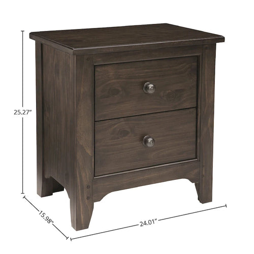 2-Drawer Farmhouse Wood Nightstand, River Rock Brown