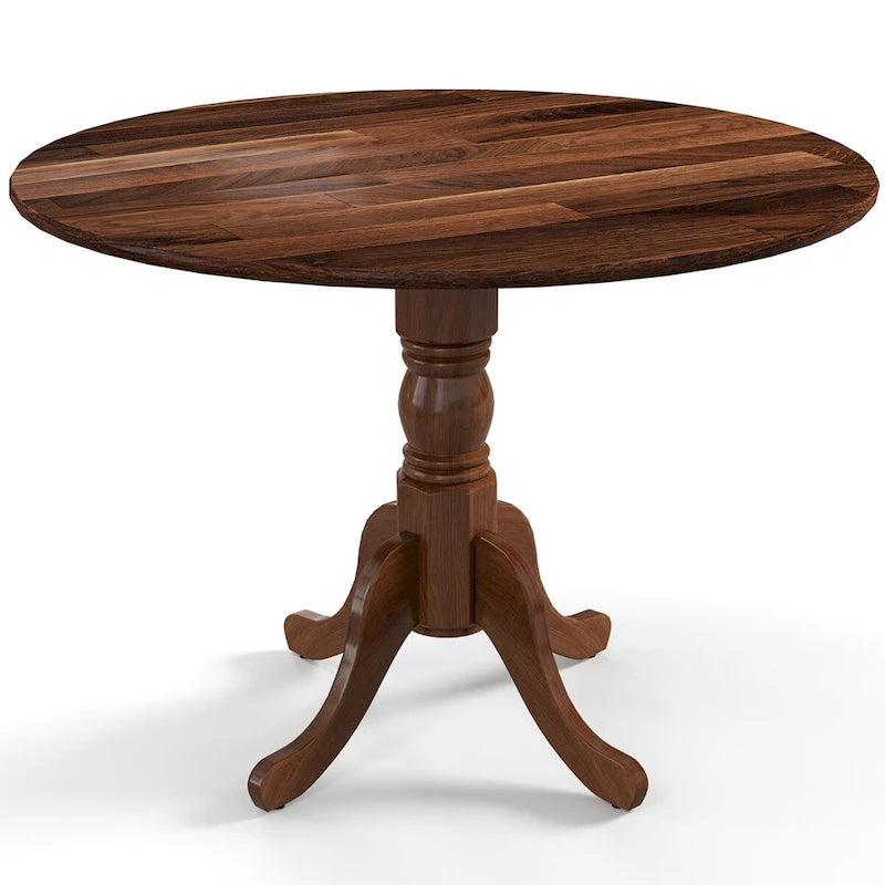 Table de salle à manger en bois avec plateau rond et pieds en tréteaux incurvés - 39.37 x 39.37 x 28.74