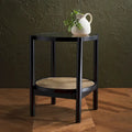 Table d'appoint à deux niveaux en rotin et verre - 23L x 23P x 24H