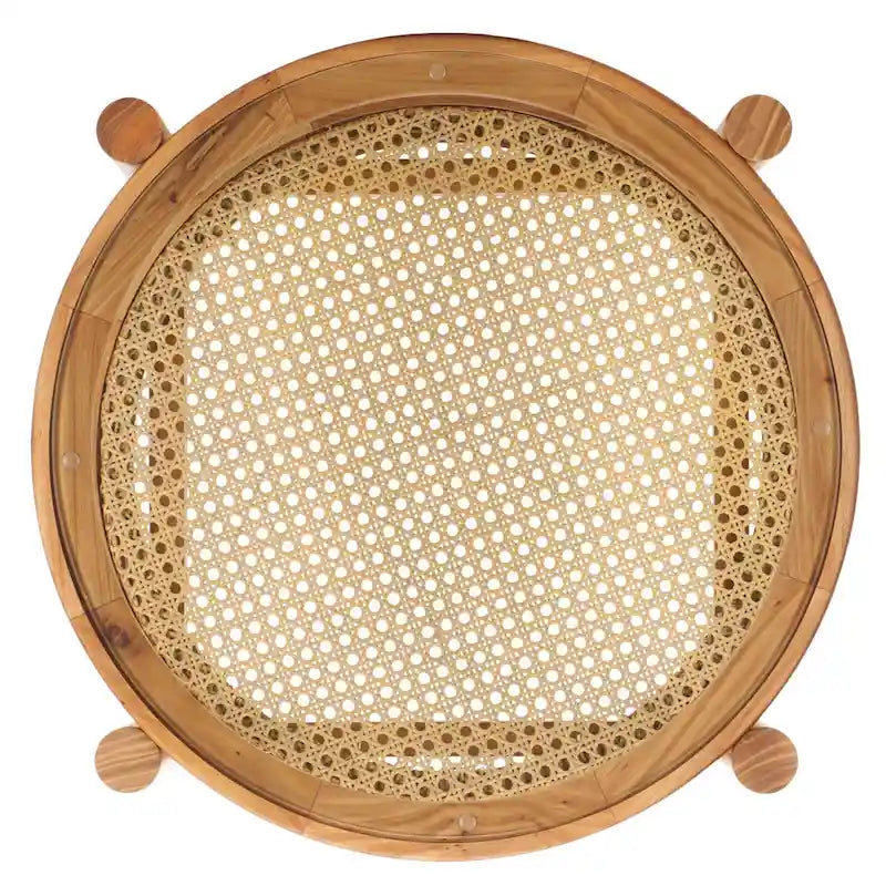 Table d'appoint à deux niveaux en rotin et verre - 23L x 23P x 24H