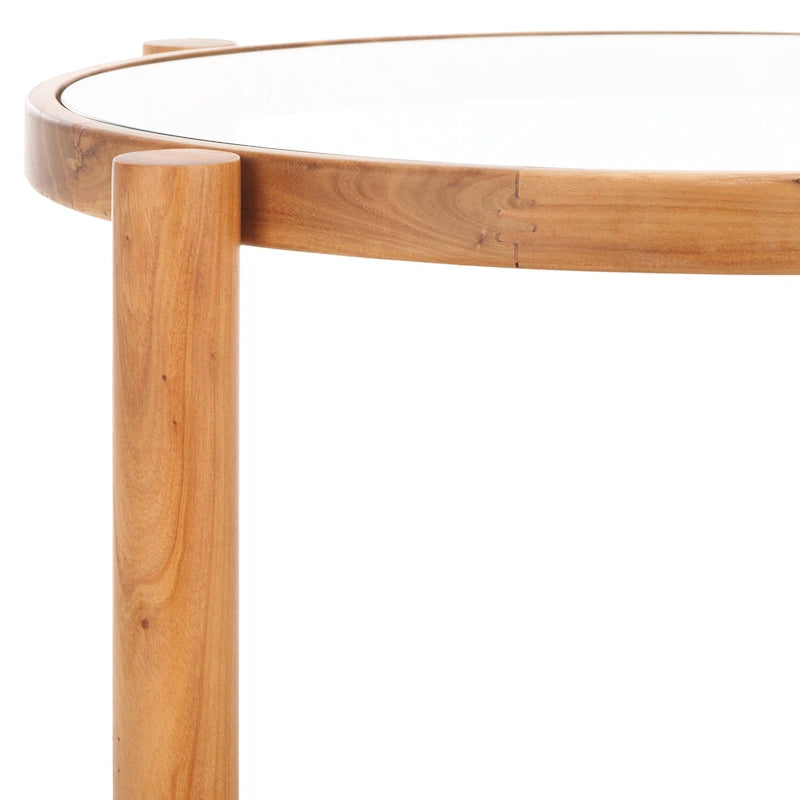 Table d'appoint à deux niveaux en rotin et verre - 23L x 23P x 24H