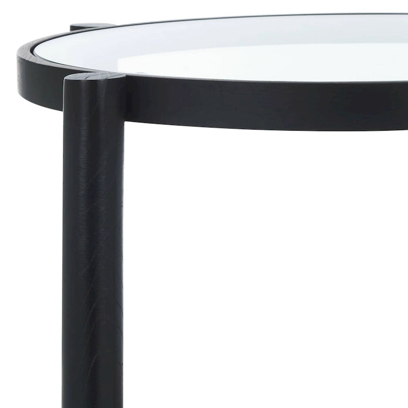 Table d'appoint à deux niveaux en rotin et verre - 23L x 23P x 24H