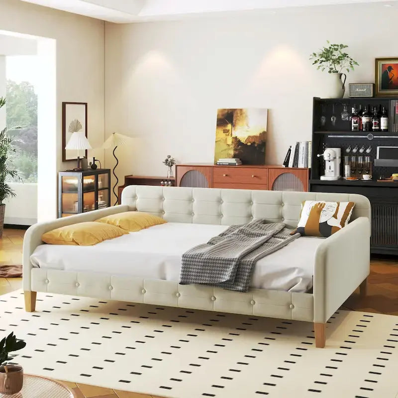 Upholstered Daybed with 4 Support Legs