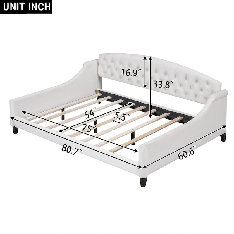 Lit de Repos Moderne Capitonnage Touffet Boutons, Grand Lit