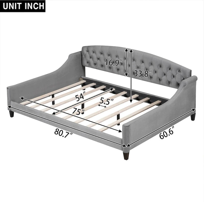 Lit de Repos Moderne Capitonnage Touffet Boutons, Grand Lit