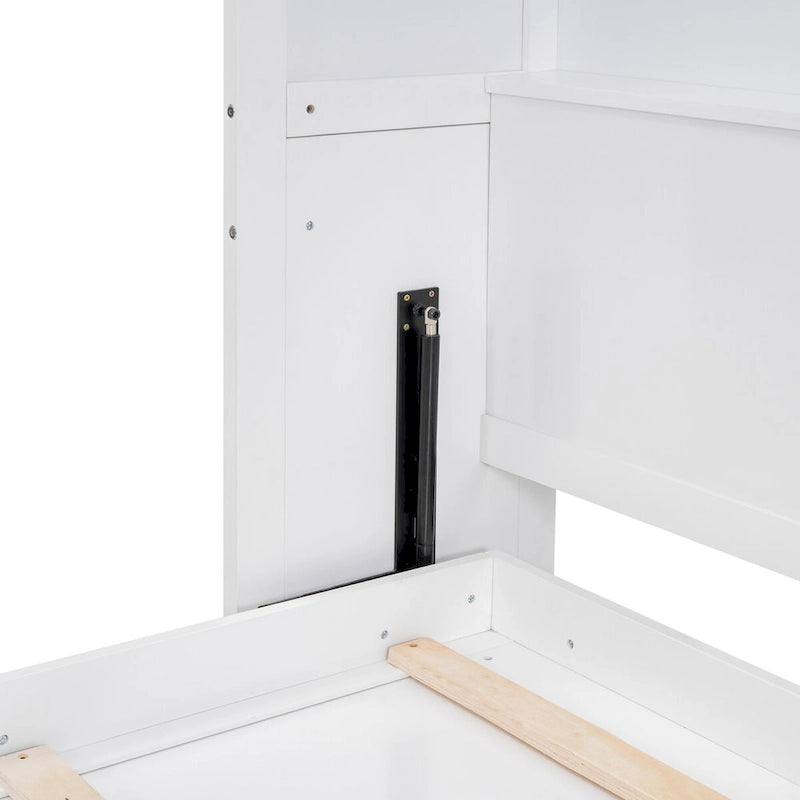 Étagères de rangement murales Queen Size Murphy, lit escamotable se repliant facilement dans une armoire en bois, avec support de matelas
