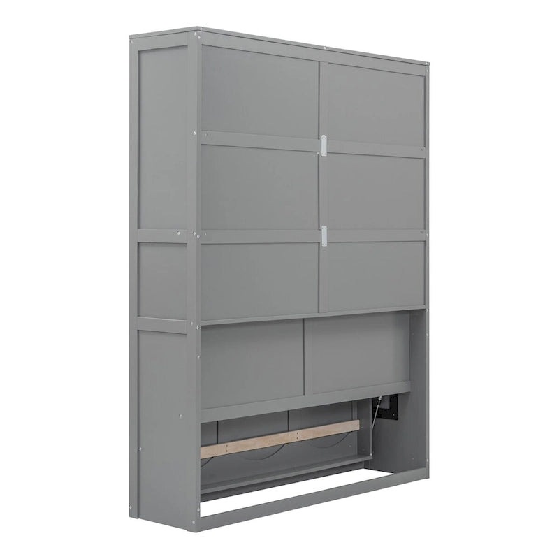 Étagères de rangement murales Queen Size Murphy, lit escamotable se repliant facilement dans une armoire en bois, avec support de matelas