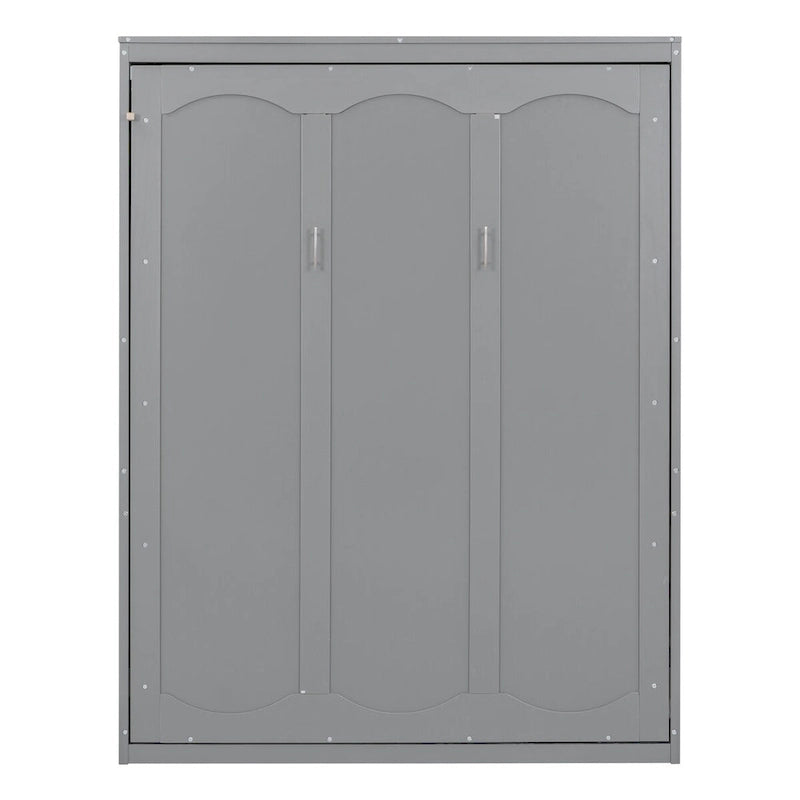 Étagères de rangement murales Queen Size Murphy, lit escamotable se repliant facilement dans une armoire en bois, avec support de matelas