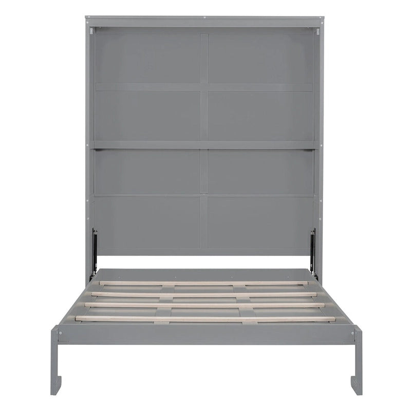 Étagères de rangement murales Queen Size Murphy, lit escamotable se repliant facilement dans une armoire en bois, avec support de matelas