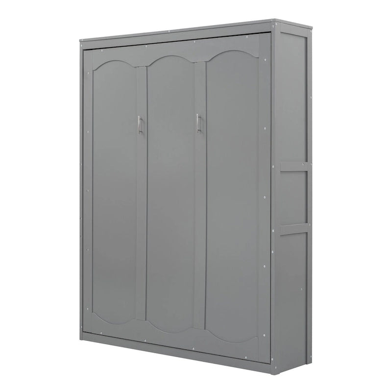 Étagères de rangement murales Queen Size Murphy, lit escamotable se repliant facilement dans une armoire en bois, avec support de matelas
