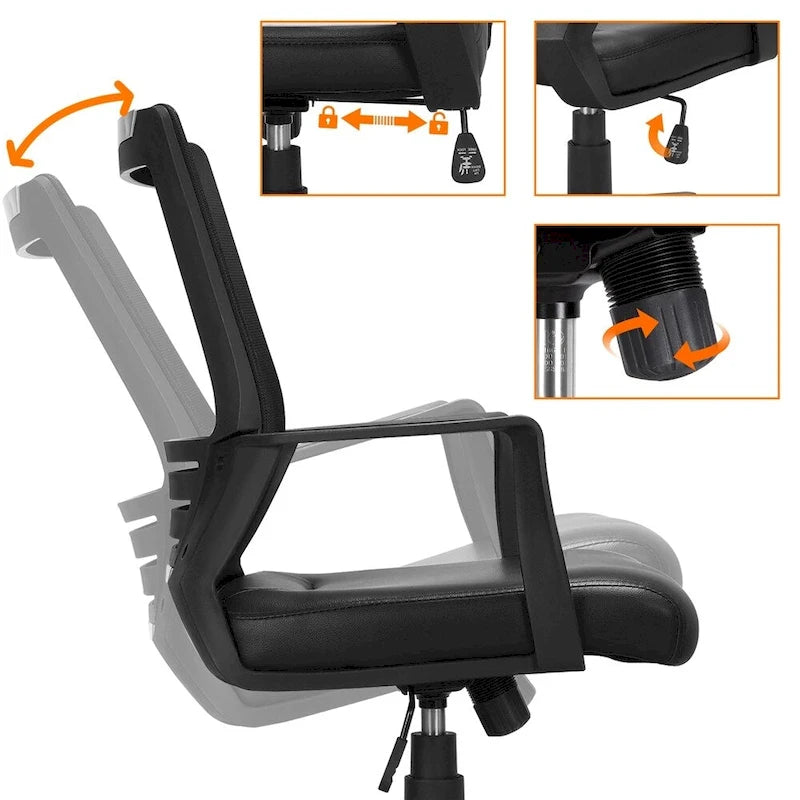 Chaise de bureau ergonomique en maille réglable avec support lombaire