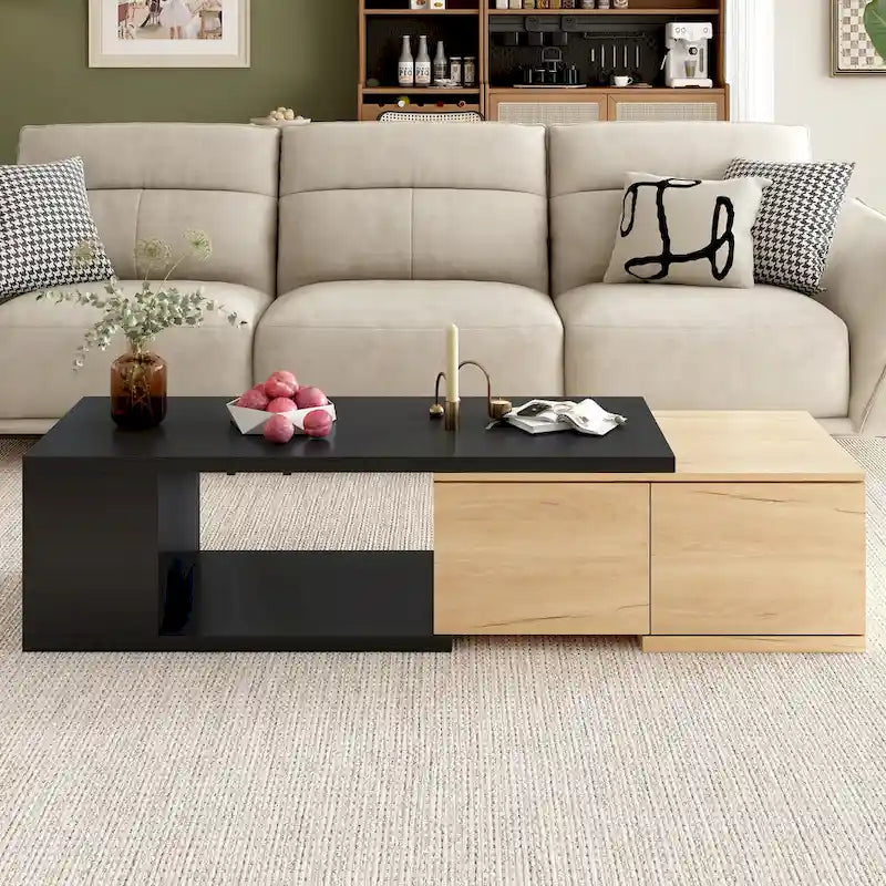 Extendable Coffee Table with 2 Storage Drawers