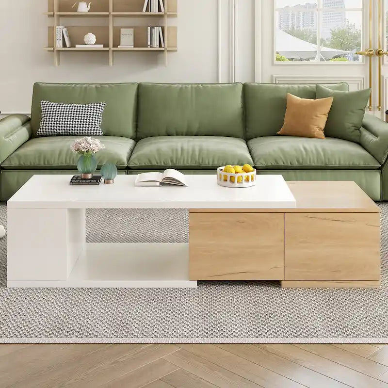 Table basse extensible avec 2 tiroirs de rangement