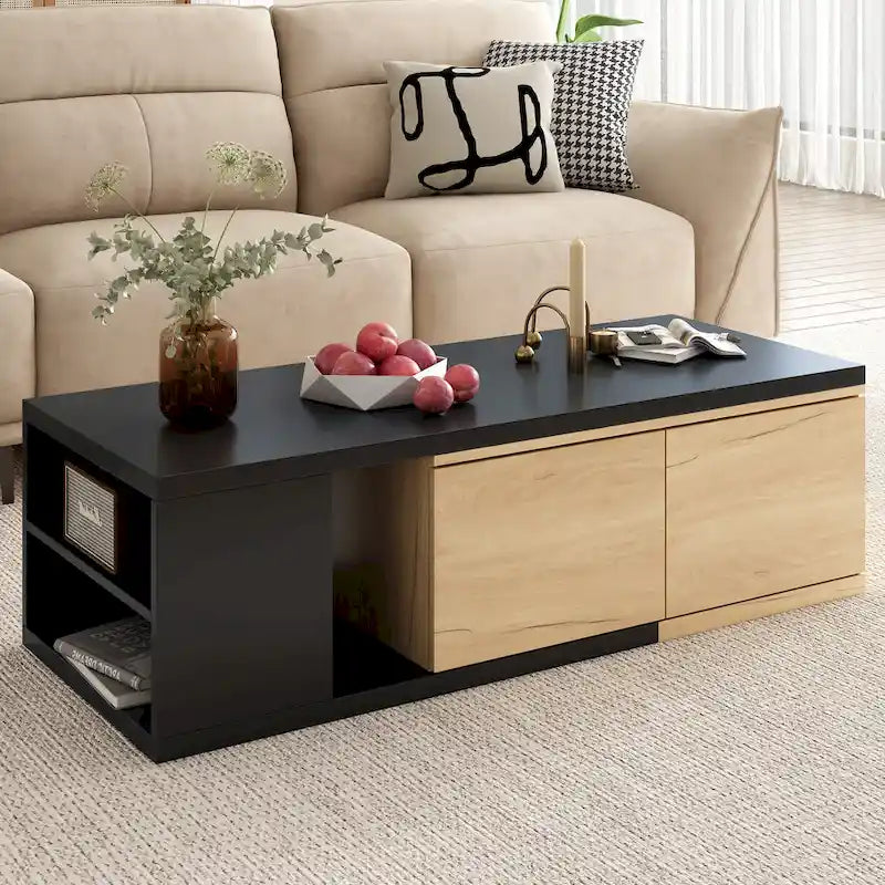 Table basse extensible avec 2 tiroirs de rangement