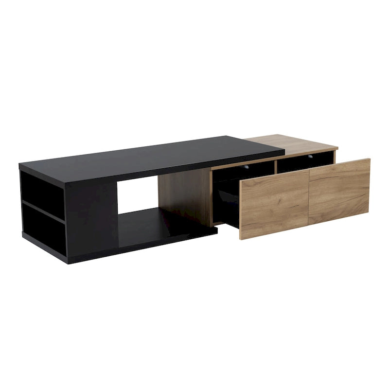 Table basse extensible avec 2 tiroirs de rangement