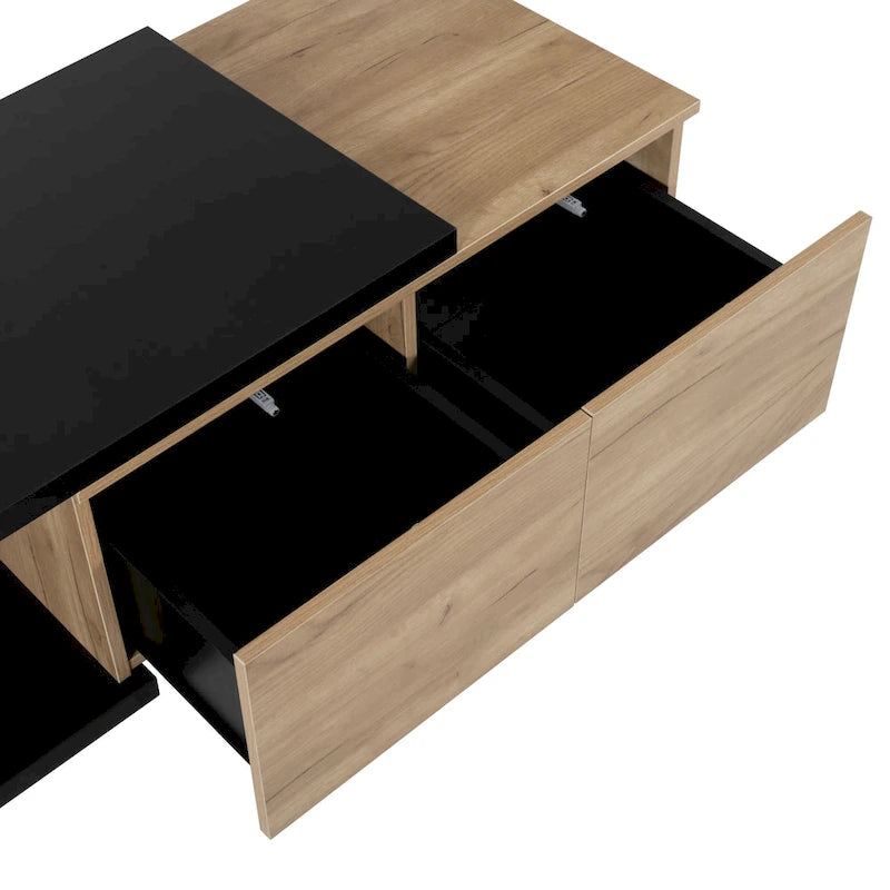 Table basse extensible avec 2 tiroirs de rangement