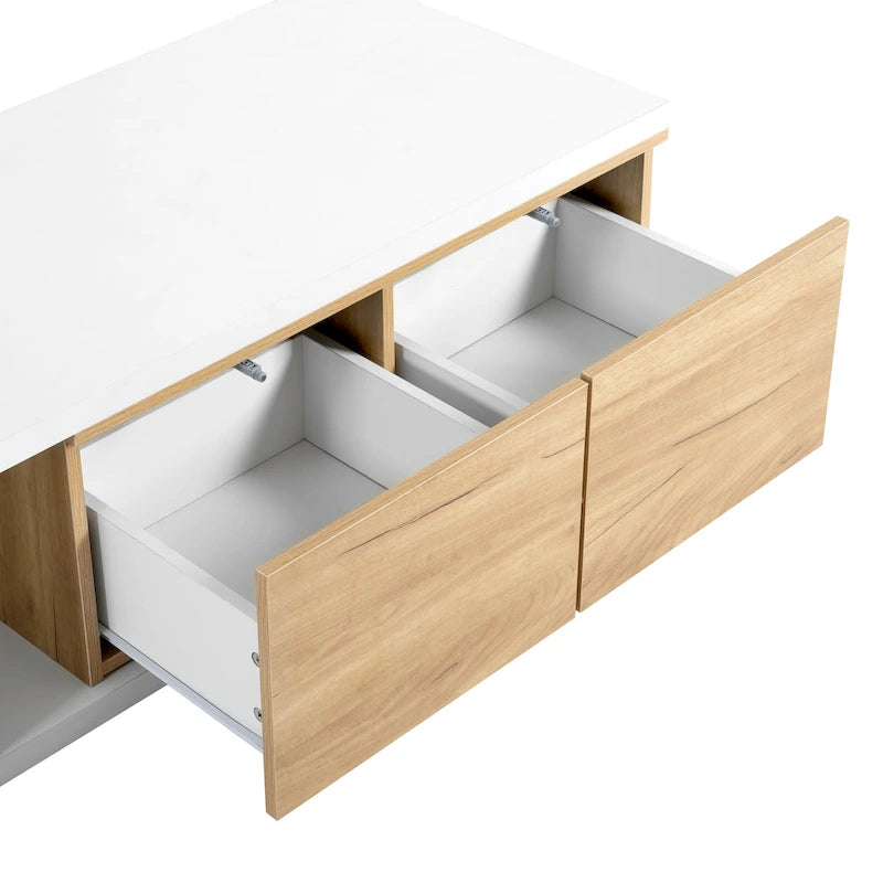 Table basse extensible avec 2 tiroirs de rangement