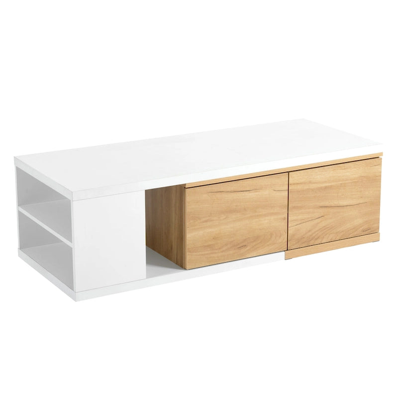 Table basse extensible avec 2 tiroirs de rangement