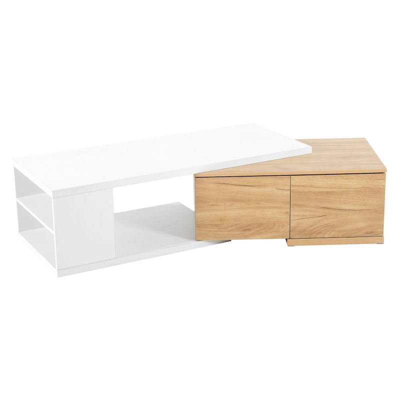 Table basse extensible avec 2 tiroirs de rangement