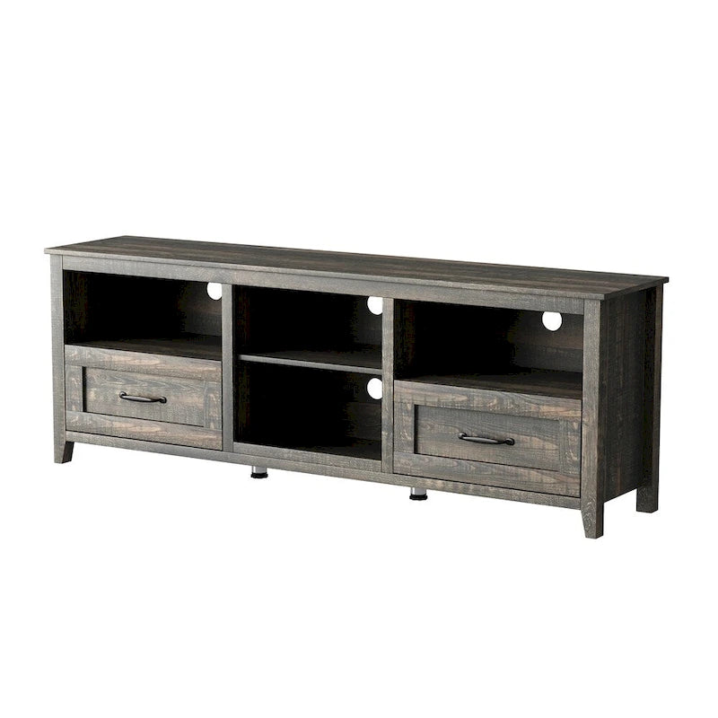 Meuble TV de 178 cm de long avec 2 tiroirs et 4 compartiments de rangement
