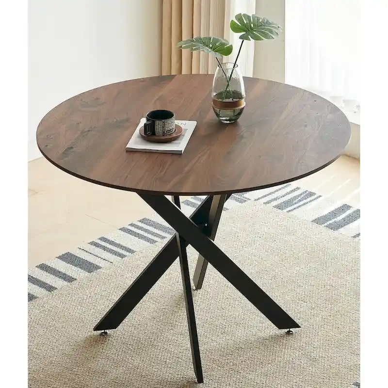 Table à manger du milieu du siècle avec plateau de table rond Table à manger à pied central