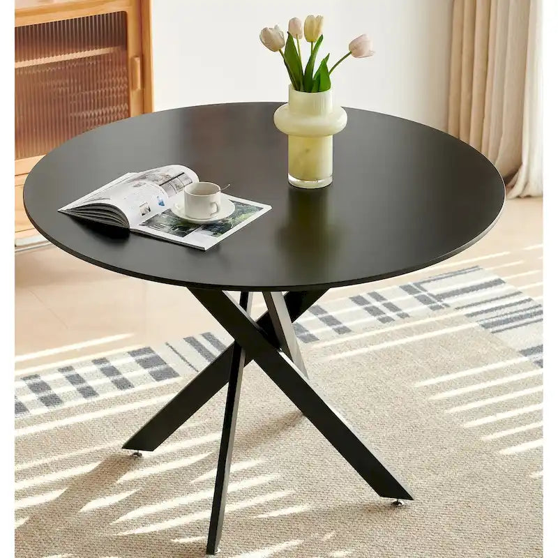 Table à manger du milieu du siècle avec plateau de table rond Table à manger à pied central
