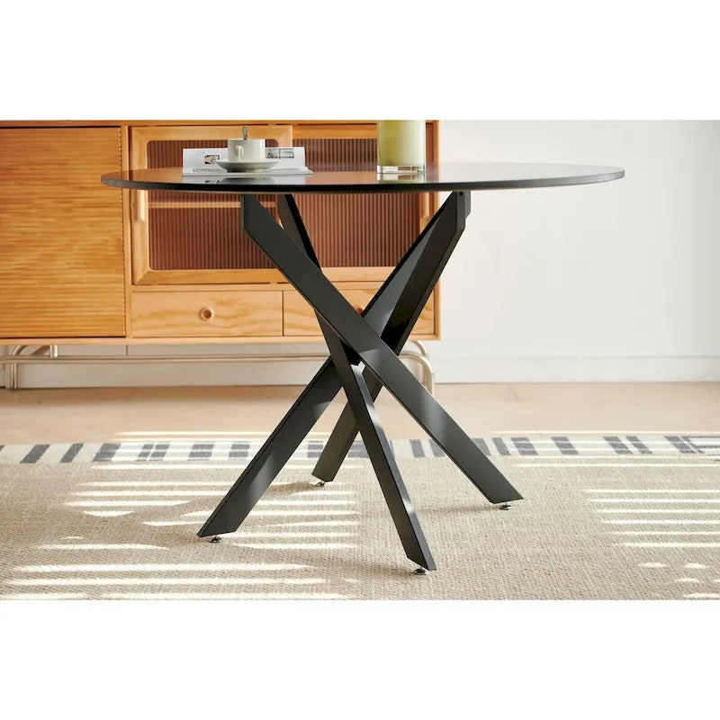 Table à manger du milieu du siècle avec plateau de table rond Table à manger à pied central
