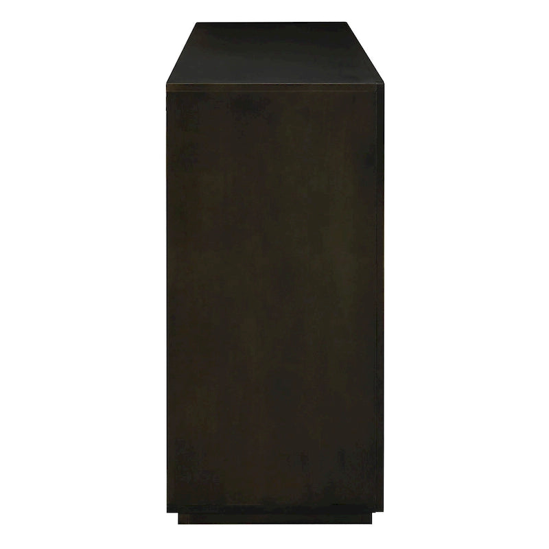 Bahut classique 4 portes avec rangement ouvert et étagères réglables