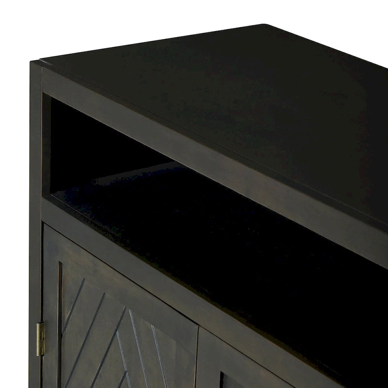 Bahut classique 4 portes avec rangement ouvert et étagères réglables
