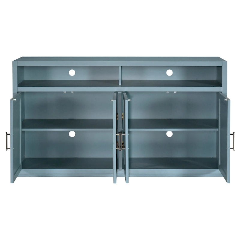 Bahut classique 4 portes avec rangement ouvert et étagères réglables