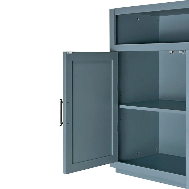 Bahut classique 4 portes avec rangement ouvert et étagères réglables