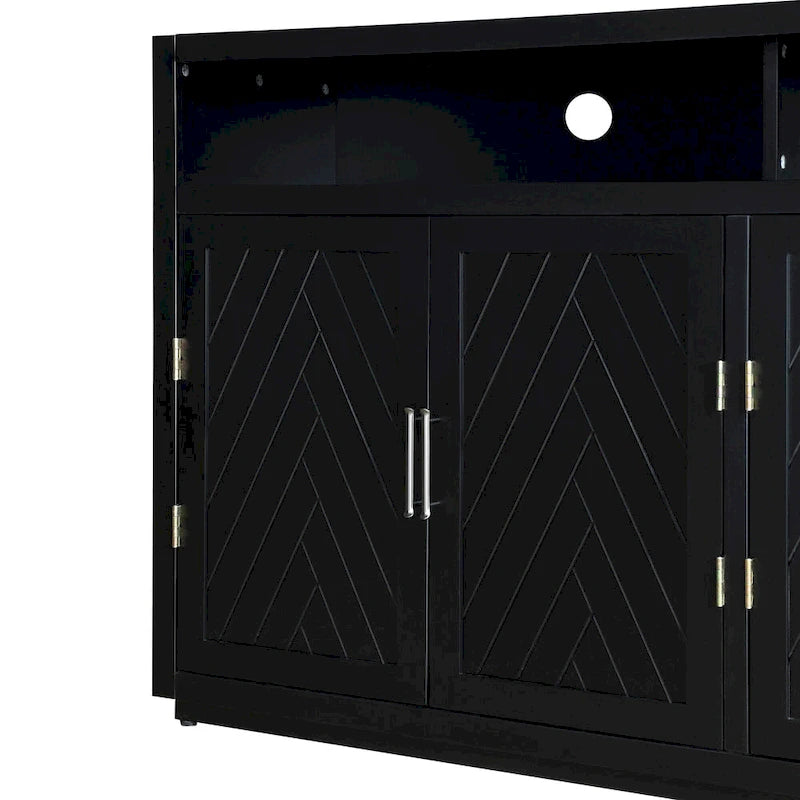 Bahut classique 4 portes avec rangement ouvert et étagères réglables