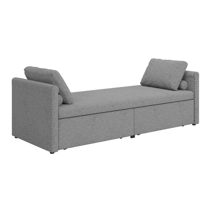 Bain de soleil moderne rembourré, lit de repos simple avec 2 tiroirs, matelas non inclus